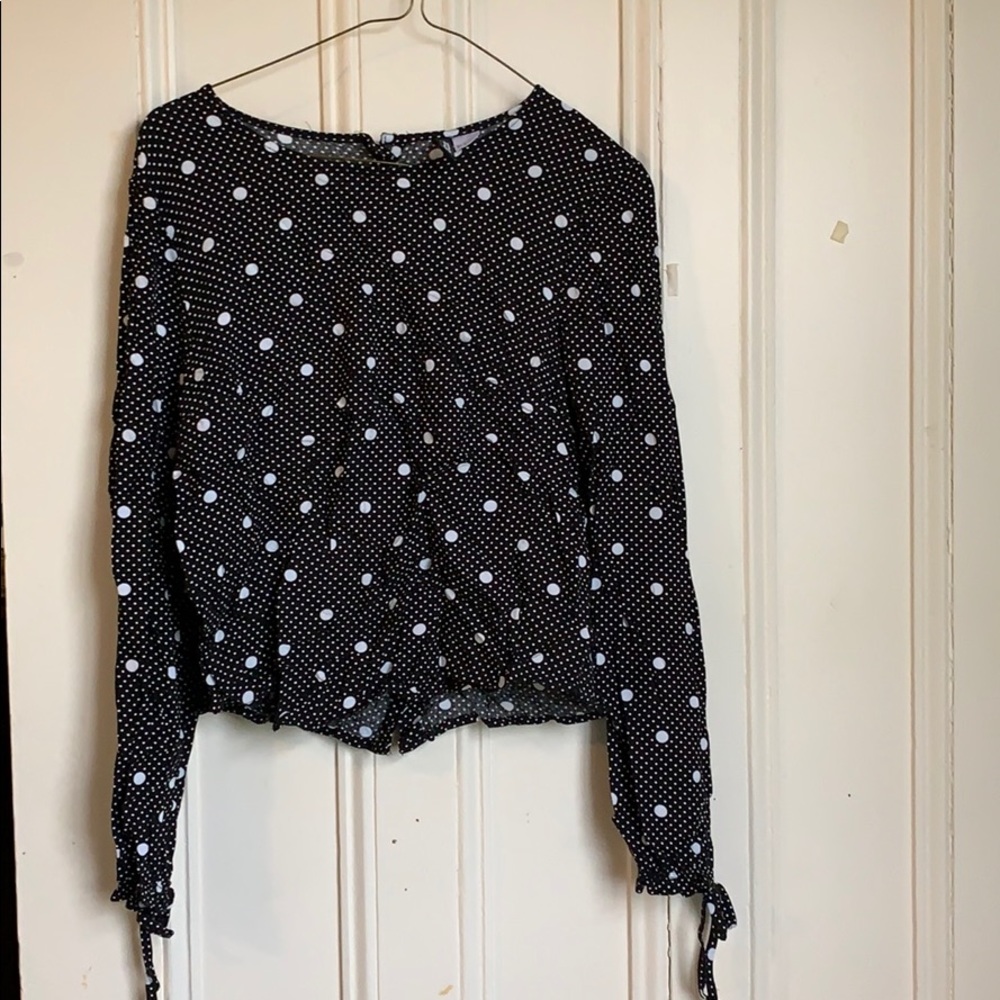H&M Divided Blouse size 4 black and white polka